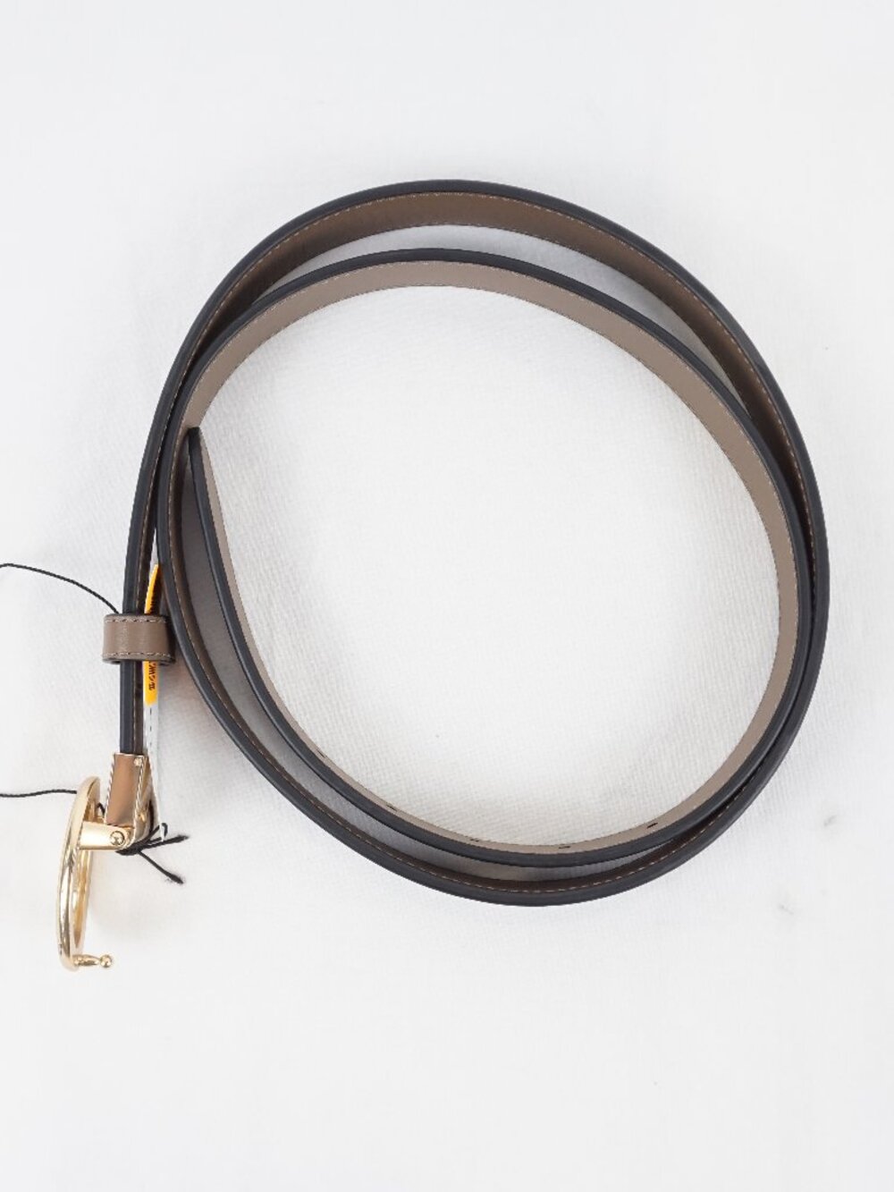 Coach Buckle Cut-To-Size Calf Leather Belt 25mm In Navy Blue/Brown (NWT) - Picture 2 of 11